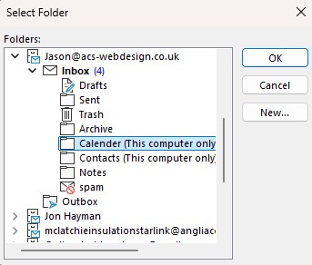 Choose Calendar Folder