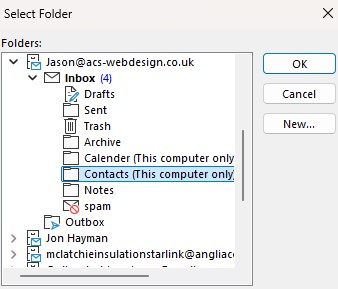 Choose Contacts Folder