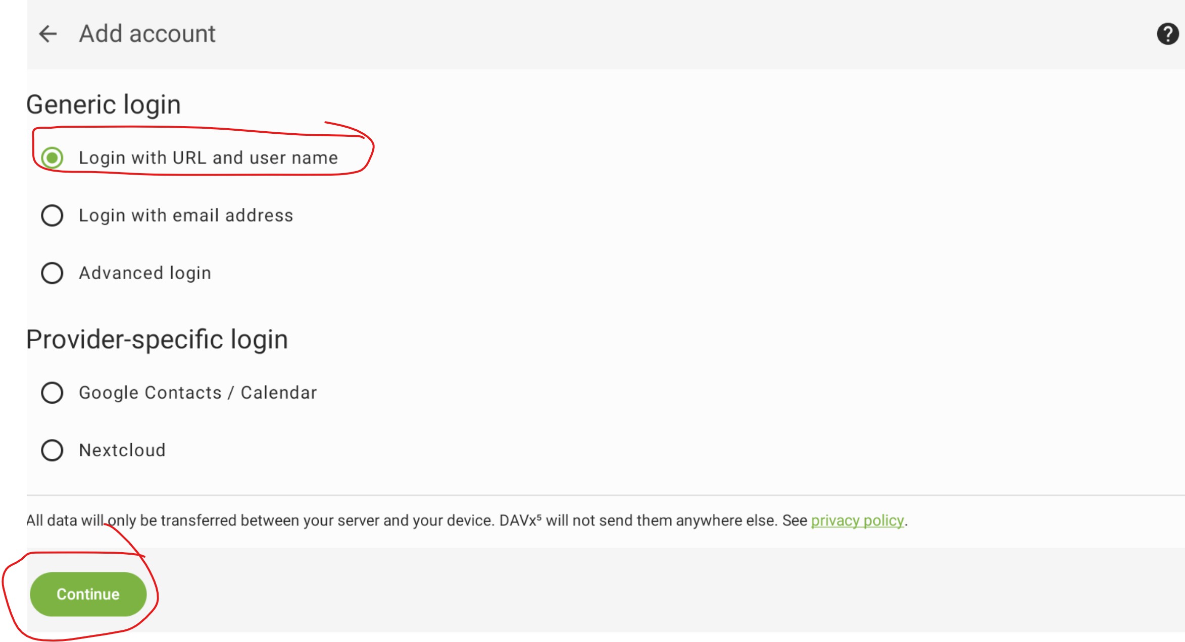 Login with URL